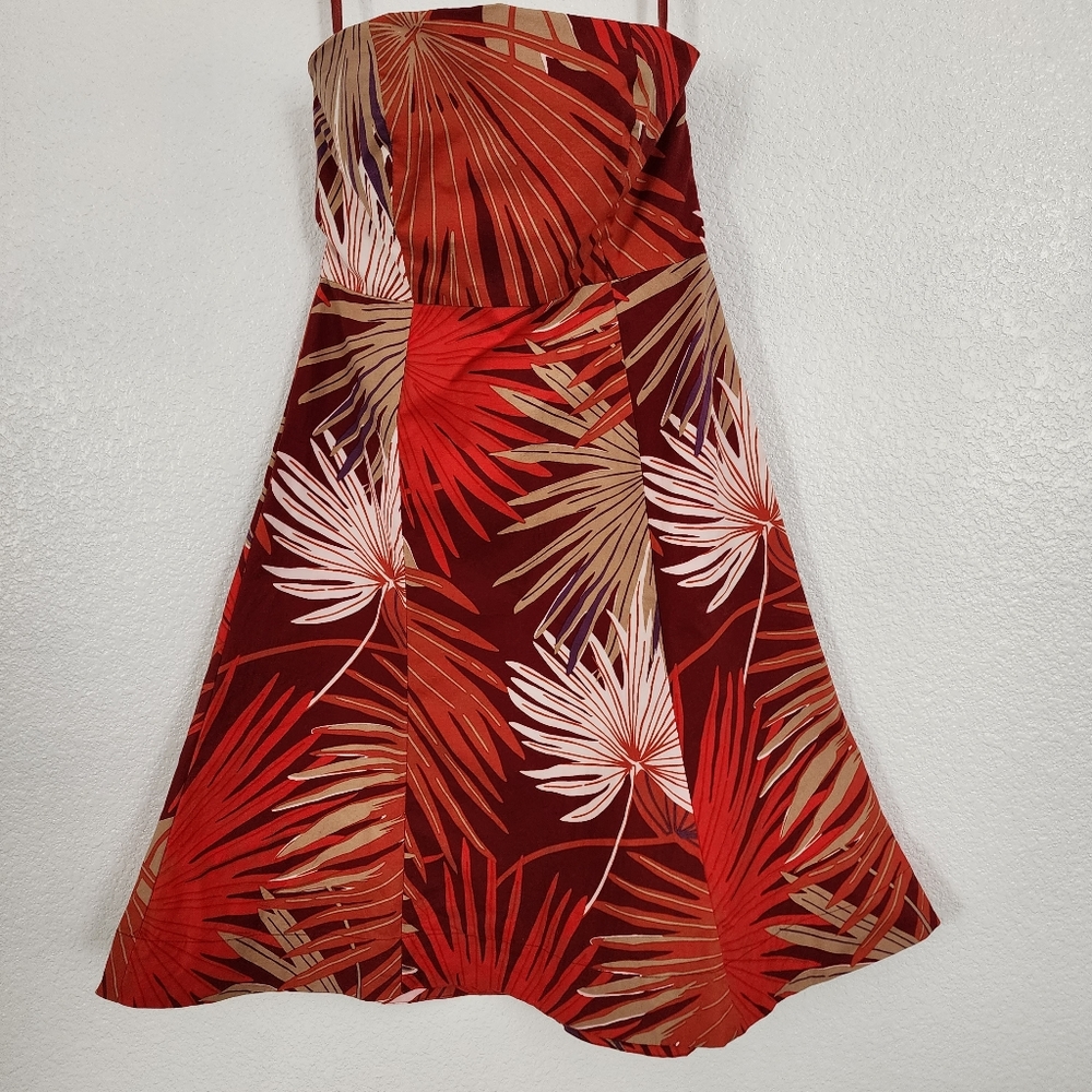 GAP stretch red tropical strapless dress sz 4